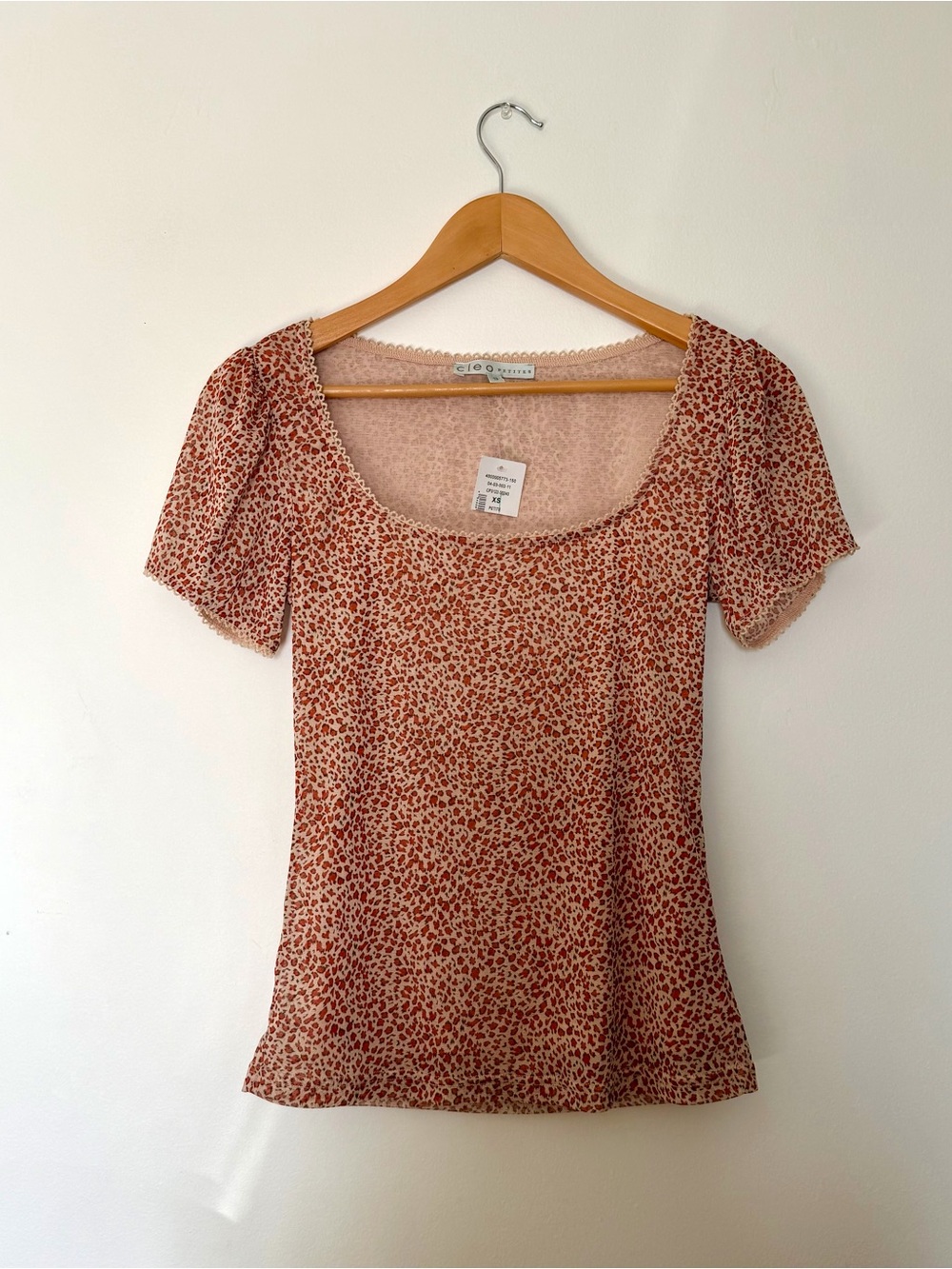Cleo Lace Trim Cheetah Print Double Lined Micro Mesh NWT blouse